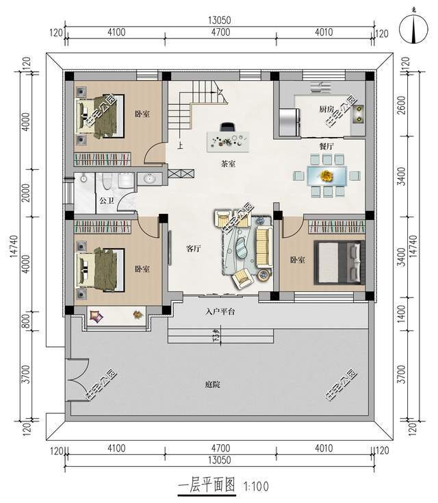 乐鱼13×11米二层平屋顶摩登别墅大天台+畅疾南卧打制绝妙好生存(图3)