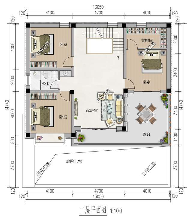 乐鱼13×11米二层平屋顶摩登别墅大天台+畅疾南卧打制绝妙好生存(图4)